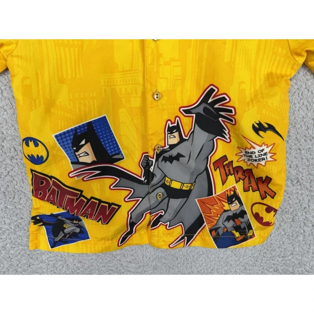 Batman Animated Series Button Up Shirt Boys Size 6 Yellow DC‎ Comics 2005